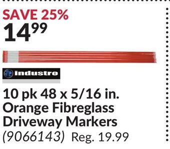 Princess Auto 10 pk 48 x 5/16 in. orange fibreglass driveway markers offer