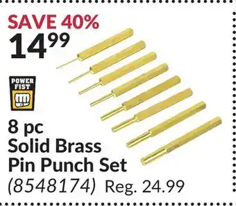 Princess Auto 8 pc solid brass pin punch set offer