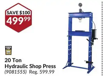 Princess Auto 20 ton hydraulic shop press offer