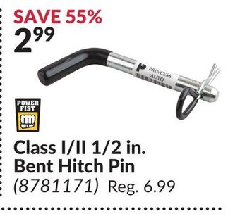Princess Auto Class i/ii 1/2 in. bent hitch pin offer