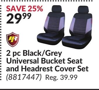 Princess Auto 2 pc black/grey universal bucket seat and headrest cover set offer