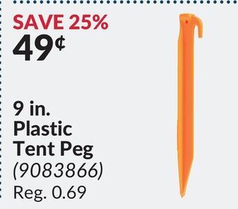 Princess Auto 9 in. plastic tent peg offer