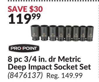 Princess Auto 8 pc 3/4 in. dr metric deep impact socket set offer