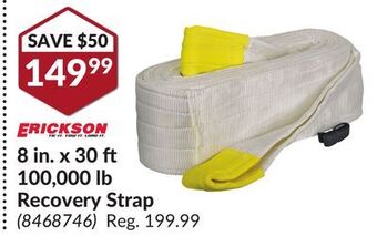 Princess Auto 8 in. x 30 ft 100, 000 lb recovery strap offer