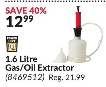 Princess Auto 1.6 litre gas/oil extractor offer