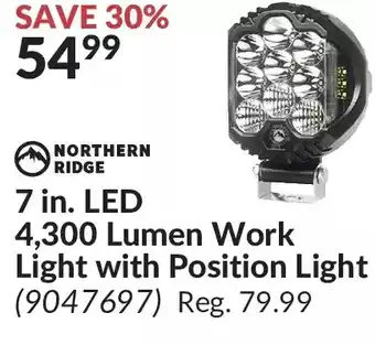 Princess Auto Northern ridge 7 in. led 4,300 lumen work light with position light offer