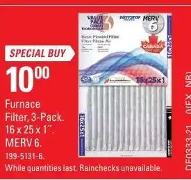 Canadian Tire Furnace Filter 3-Pack offer