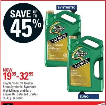 Canadian Tire Quaker State Synthetic Synthetic High Mileage and Euro offer