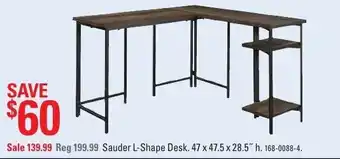 Canadian Tire Sauder L-Shape Desk offer