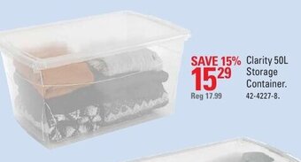 Canadian Tire Clarity 50L Storage Container offer