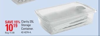 Canadian Tire Clarity 25L Storage Container offer