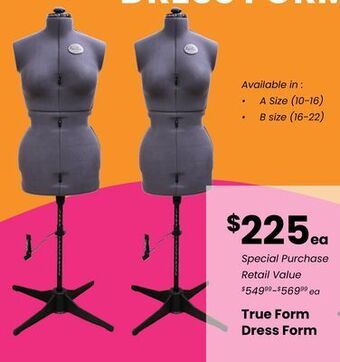 Fabricland True form dress form offer