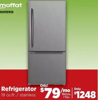 Surplus Furniture Moffat stainless steel 19 cu ft refrigerator with drawer offer