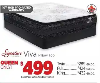 Surplus Furniture Viva pillowtop queen mattress set offer