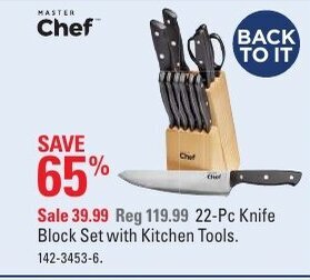 Canadian Tire 22-Pc Knife Block Set with Kitchen Tools offer