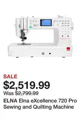 TSC Stores Elna excellence 720 pro sewing and quilting machine offer