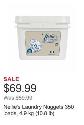 Costco Nellie's laundry nuggets 350 loads, 4.9 kg (10.8 lb) offer