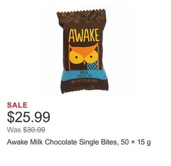 Costco Awake milk chocolate single bites, 50 × 15 g offer