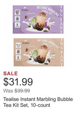 Costco Tealise instant marbling bubble tea kit set, 10-count offer
