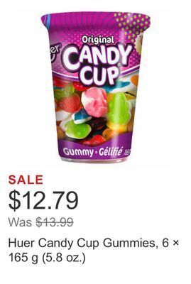 Costco Huer candy cup gummies, 6 × 165 g (5.8 oz.) offer