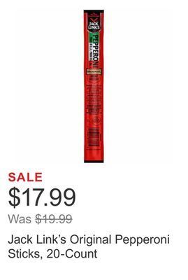 Costco Jack link's original pepperoni sticks, 20-count offer