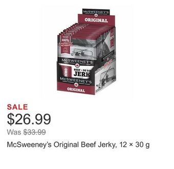 Costco Mcsweeney's original beef jerky, 12 × 30 g offer