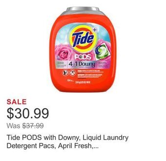 Costco Tide pods with downy, liquid laundry detergent pacs, april fresh, 104-count offer