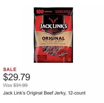Costco Jack link’s original beef jerky, 12-count offer
