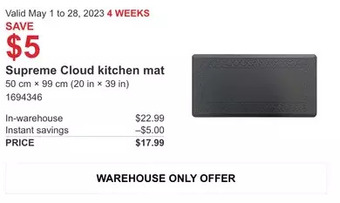 Costco Supreme cloud kitchen mat offer