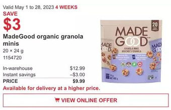 Costco Madegood organic granola minis offer