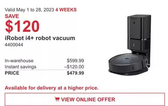 Costco Irobot i4+ robot vacuum offer