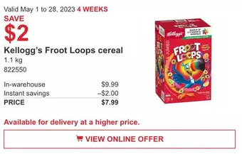 Costco Kellogg's froot loops cereal offer