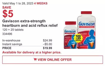 Costco Gaviscon extra-strength heartburn and acid reflux relief offer