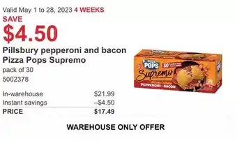 Costco Pillsbury pepperoni and bacon pizza pops supreme offer