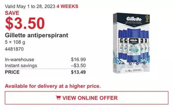 Costco Gillette antiperspirant offer