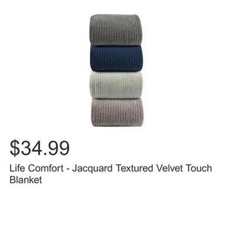 Costco Life comfort - jacquard textured velvet touch blanket offer