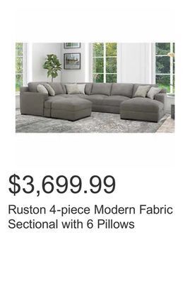Costco Ruston 4-piece modern fabric sectional with 6 pillows offer