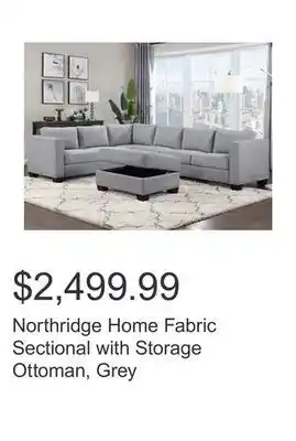 Costco Northridge home fabric sectional with storage ottoman, grey offer