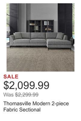 Costco Thomasville modern 2-piece fabric sectional offer