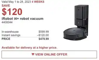 Costco iRobot i4+ robot vacuum offer