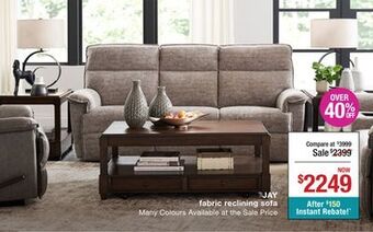 La Z Boy Jay fabric reclining sofa offer