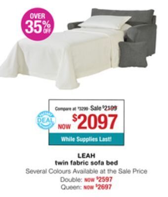 La Z Boy Leah twin fabric sofa bed offer