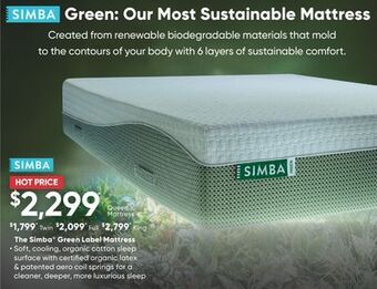 Sleep Country The simba® green label mattress offer
