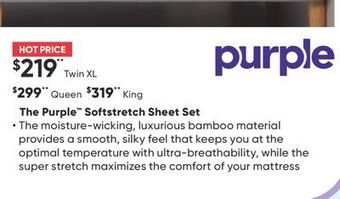 Sleep Country The purple softstretch sheet set offer
