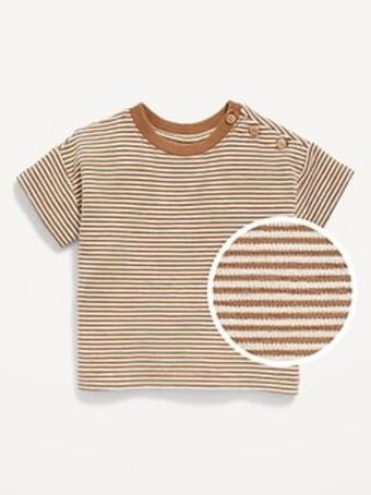 Old Navy Unisex printed buttoned-shoulder textured-knit t-shirt for baby offer