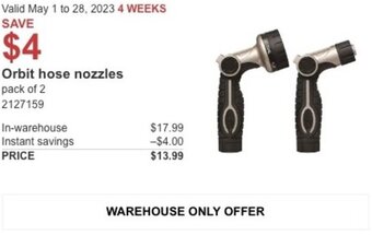 Costco Orbit hose nozzles offer