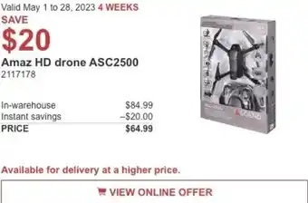 Costco Amaz HD drone ASC2500 2117178 offer