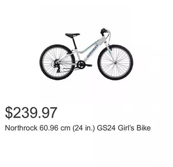 Costco Northrock 60.96 cm (24 in.) gs24 girl’s bike offer