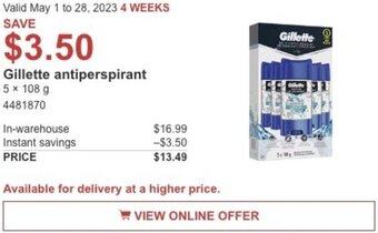 Costco Gillette antiperspirant offer