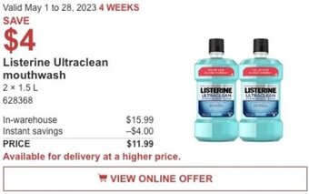 Costco Listerine Ultraclean mouthwash offer